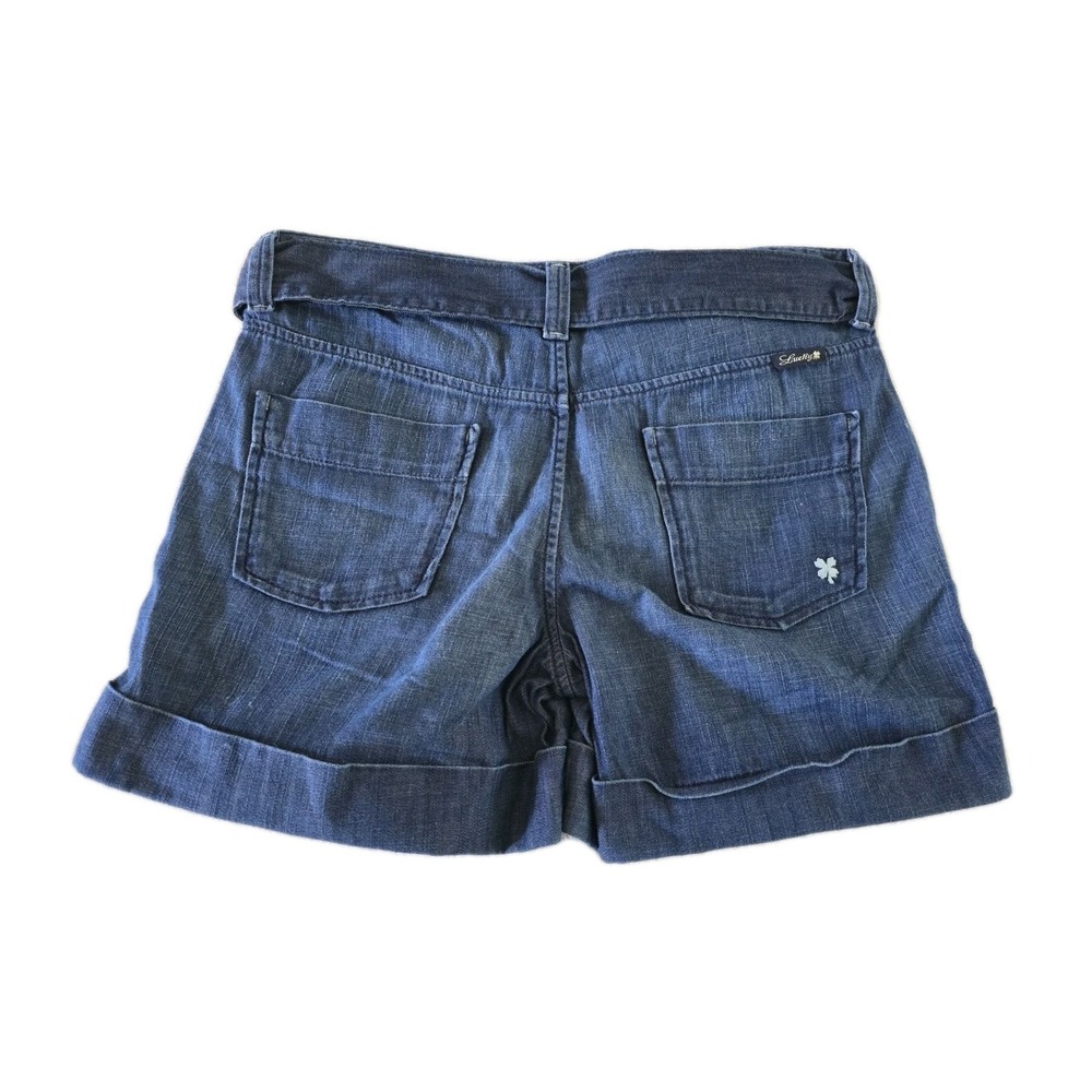 Lucky Brand Womens Pleated Denim Jean Shorts Size 8/29 with Belt - Picture 2 of 6